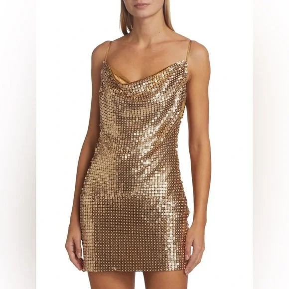 gold chainmail mini dress Monte Carlo Chainmail Mini Dress in Gold main image 0